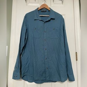 Travis Mathew Button Up Shirt Mens Blue XL Long Sleeve Collared